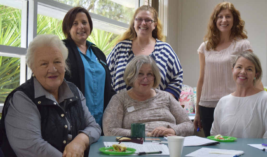 CARING FOR CARERS: Philomena Aspinall, Michelle Hoffman from Arafmi, Camille Russell, Barbara Hannan, facilitator Katrina March and Kellie McDonald at the Arafmi workshop on Thursday.